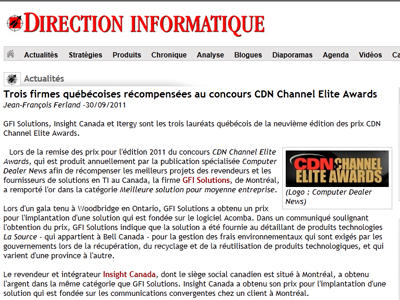 Le Québec à l'honneur au CDN Channel Elite Awards 2011