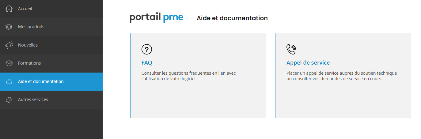 Portail PME aide et documentation